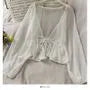 Tie-Waist Balloon-Sleeve Chiffon Cardigan