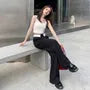High-Waist Contrast Trim Wide-Leg Dress Pants