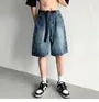 Mid Rise Washed Denim Shorts