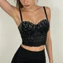 Plain Rhinestone Lace Bustier Top