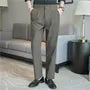 Mid Rise Plain Straight Leg Dress Pants