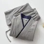 Pajama Set: 3/4-Sleeve Plain Kimono Top + Pants