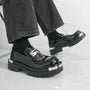 Metal Buckled Platform Patent Loafers