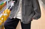 Mock Two-Piece Hooded Button-Up Denim Jacket