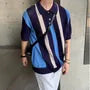 Short-Sleeve Striped Knit Polo Shirt