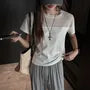 Short Sleeve Crew Neck Plain Panel Mesh T-Shirt