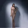Long-Sleeve Glitter Maxi Sheath Dress