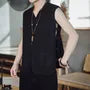 V-Neck Frog Buttoned Plain Vest