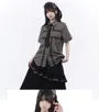 Collared Striped Studded Panel Shirt / Elastic Waist Plain Hook And Eye Ruffle A-Line Skirt / Necktie (Various Designs)