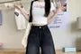 High Waist Washed Denim Jorts