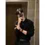 Long-Sleeve Plain Knit Polo Shirt