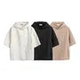 Elbow-Sleeve Plain Hooded Ruched Top