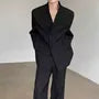 V-Neck Plain Concealed Button Tie-Waist Blazer
