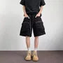 Mid Rise Plain Wide Leg Cargo Shorts