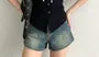 Sleeveless Sailor Collar Tie Neck Button-Up Slim-Fit Knit Top