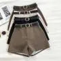 Plain High-Waist Shorts With Belt