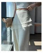 High Waist Plain Skirt Overlay Wide Leg Pants