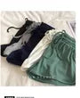 Drawstring Waist Plain Ribbed Wide Leg Sweat Shorts