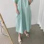 Short-Sleeve Round Neck Plain Midi A-Line Dress