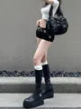 Low Rise Studded Denim Hot Pants
