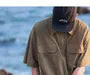 Elbow-Sleeve Half Zip Pocketed Plain Polo Shirt