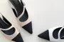 Pointed Two-Tone Buckle Mid-Heel Sandals