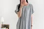 Short-Sleeve Plain Ruched Dress