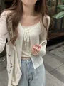 Open Front Plain Crop Light Cardigan