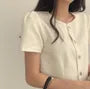 Short-Sleeve Round Neck Plain Blouse