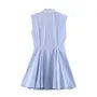 Sleeveless Plain Lace Trim Mini A-Line Shirt Dress