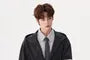 Mock Two-Piece Elbow-Sleeve Collared Pinstripe Panel Hoodie