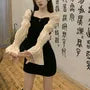 Flare-Sleeve Square Neck Two Tone Mini Bodycon Dress
