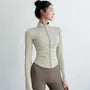 Long-Sleeve Mock Neck Plain Zip Slim Fit Sports Top