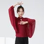 Long-Sleeve Keyhole Plain Dance Top