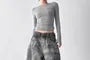 Mid Rise Washed Barrel Leg Baggy Jeans