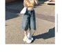 Mid Waist Washed Wide Leg Jorts
