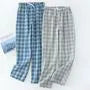 Drawstring Waist Plaid Loose Fit Lounge Pants