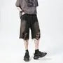 Mid Rise Washed Distressed Denim Shorts
