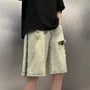 Low Rise Washed Distressed Denim Shorts