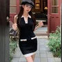 Sleeveless Collar Contrast Trim Mini Bodycon Dress