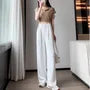 High Rise Plain Frog Button Wide Leg Dress Pants