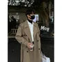 Collared Plain Midi Double Breasted Trench Coat