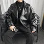 Plain Faux Leather Zip Biker Jacket