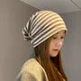Striped Multi-Way Knit Scarf / Beanie
