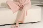 Pajama Set: Long-Sleeve Frill Trim Plain Top + Pants
