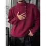 Mock Neck Half Buttoned Plain Sweater