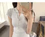 Short-Sleeve Henley Neck Plain T-Shirt