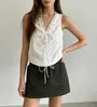 V-Neck Lace-Trim Tie-Front Loose-Fit Tank Top