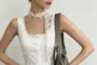 Square-Neck Lace-Trim Plain Slim-Fit Tank Top