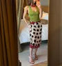 Low Waist Color-Block Polka Dot Midi Skirt